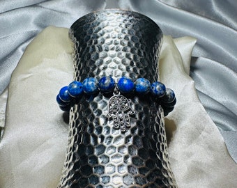 Blue Lapis with Protective Hamsa Hand Bracelet