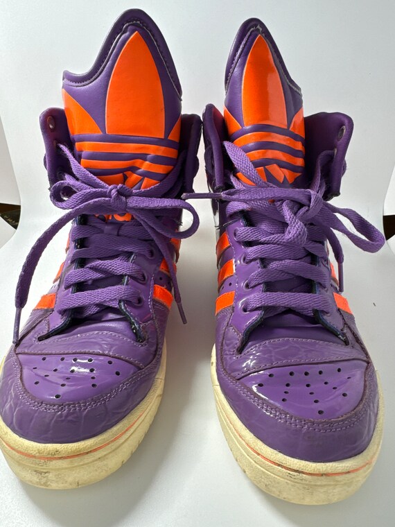 Original Adidas logo purple high tops - image 4