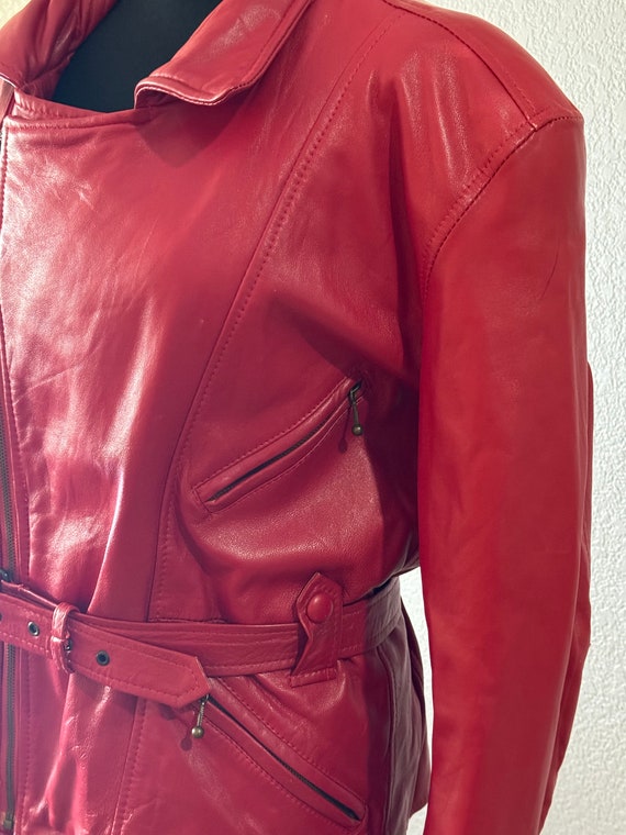 Excelled red leather jacket - image 5