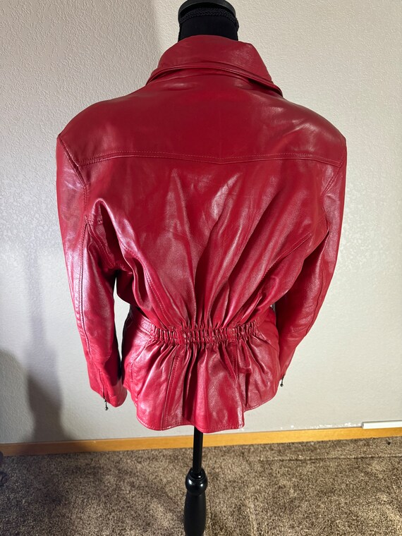 Excelled red leather jacket - image 6