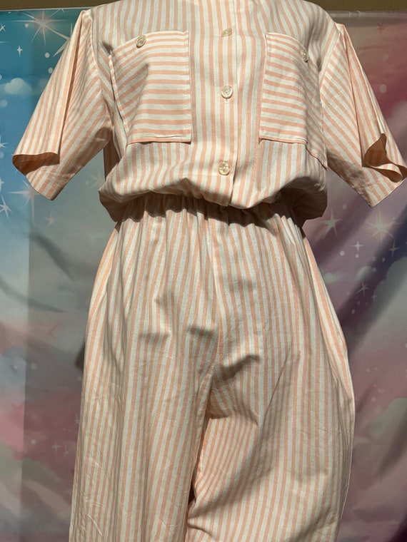 vintage pink and white striped  Barbiecore jumpsui