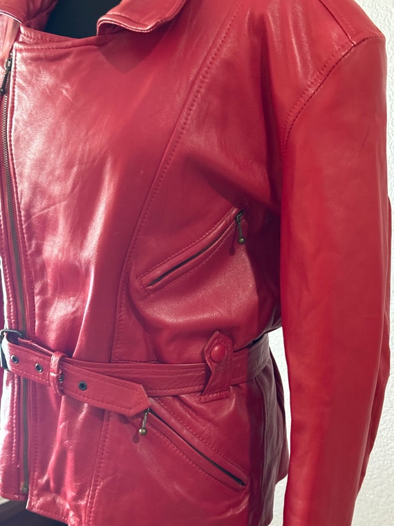Excelled red leather jacket - image 4