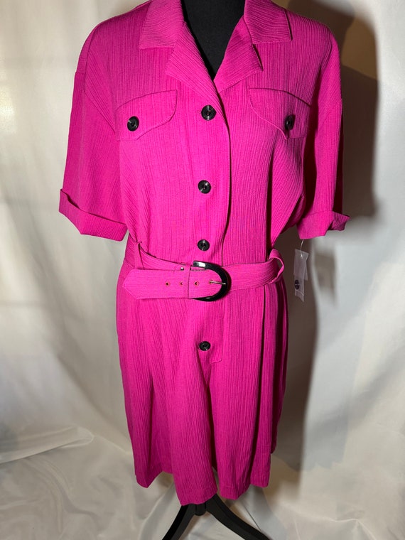 belted hot pink culottes,  romper jumpsuit straigh