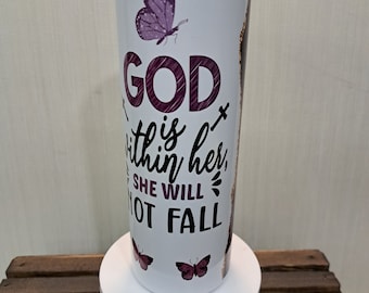 God Is Within Her Tumbler 20oz | Faith Cup for Women | Christian Gift