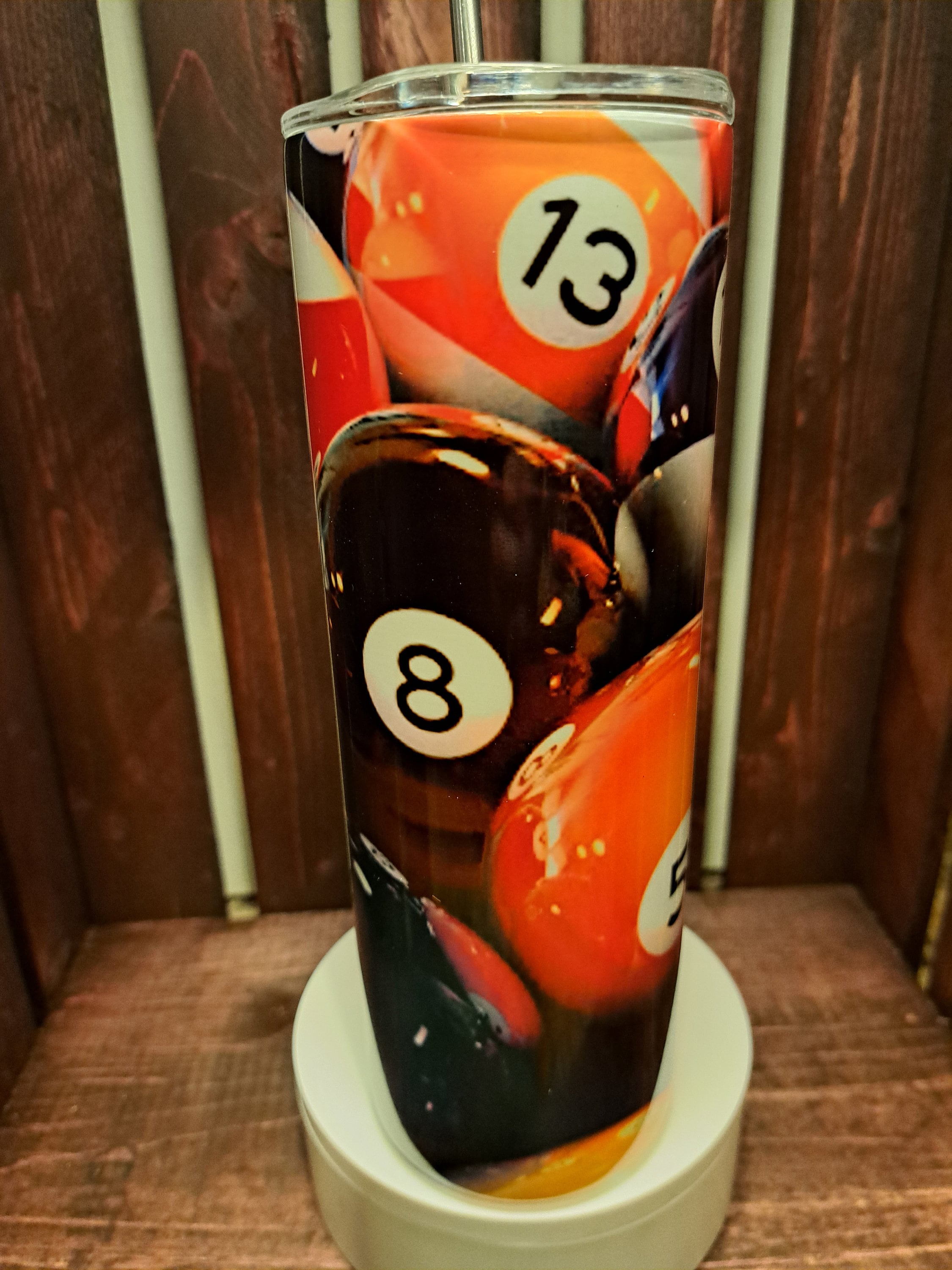 Billiards Tumbler 20oz | Pool Ball Design Cup | Man Cave Gift for
