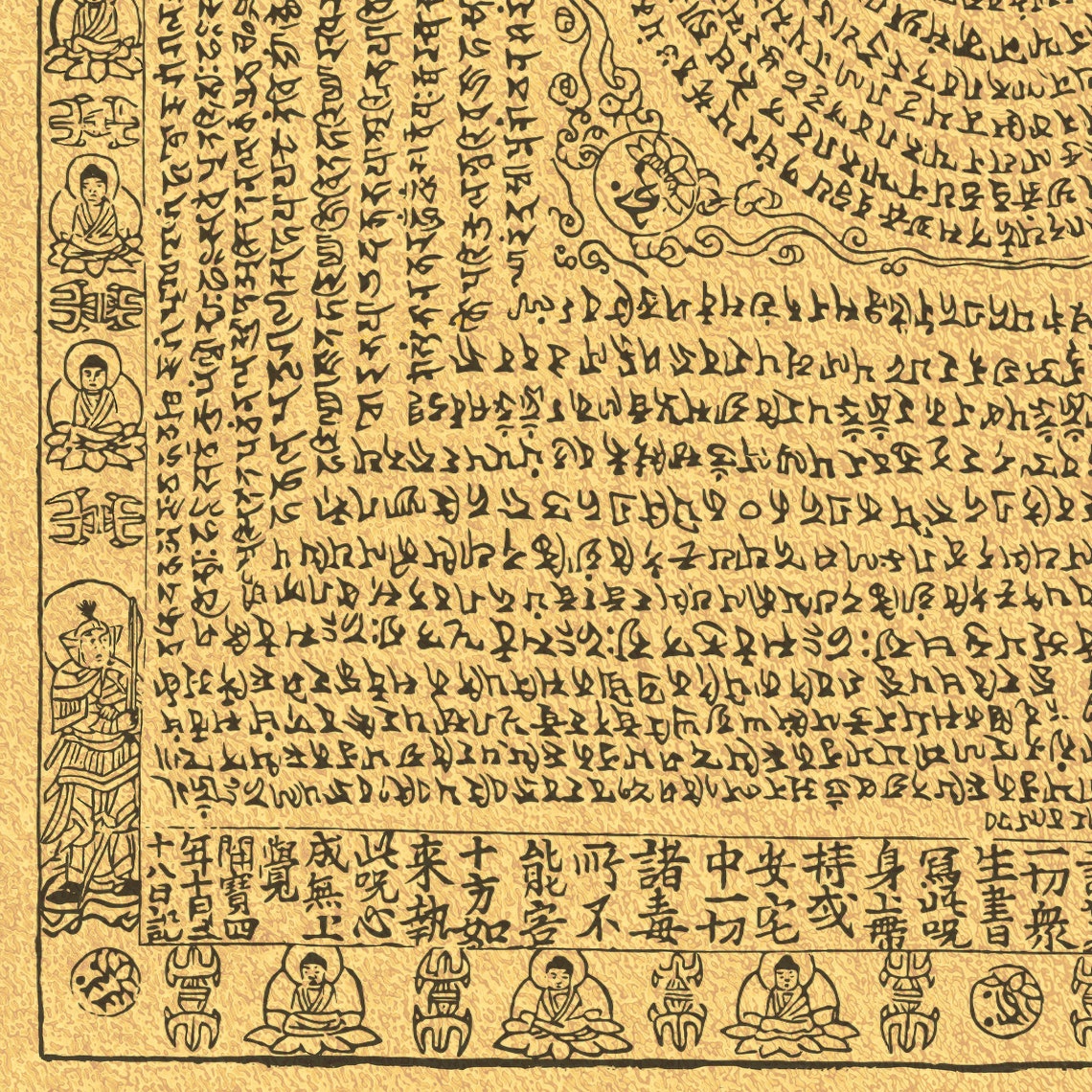 Shurangama Mantra Sanskrit Mandala Poster Vintage Print, Written in ...