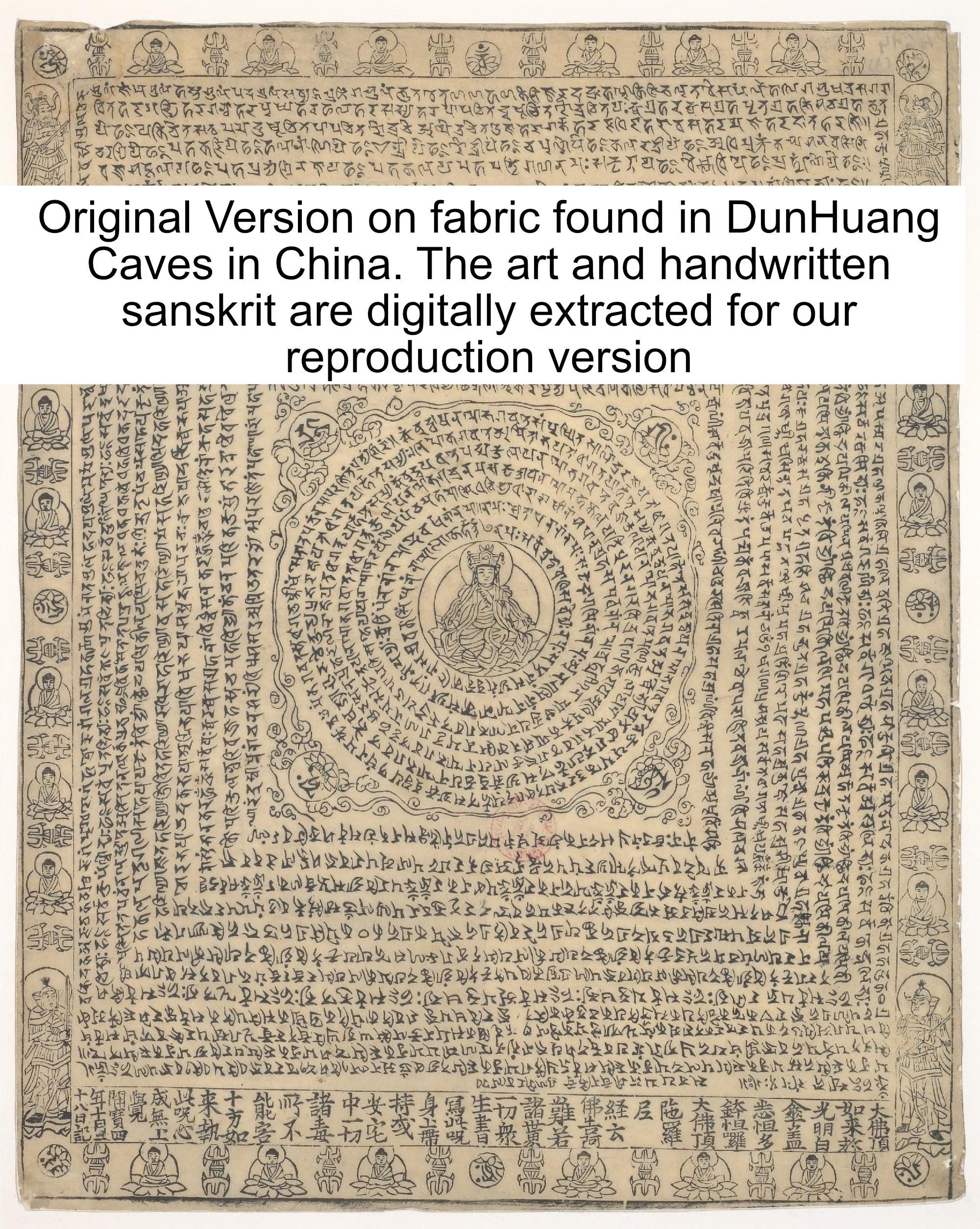 Shurangama Mantra Sanskrit Mandala Poster Vintage Print, Written