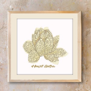 Heart Sutra with Lotus Digital Download, Sutta Scripture Art, Buddhist Teachings Meditation Room Sacred Space Spiritual decor 心經圖片