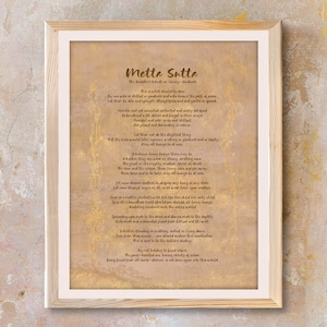 May include: A beige background with gold text, a quote from the Metta Sutta, a Buddhist teaching on loving-kindness. The text is written in a flowing script and includes phrases like "May all beings be at ease" and "Radiating kindness over the entire world."