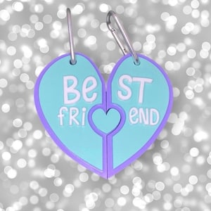 BFF-sleutelhanger, sleutelhanger van acryl beste vriend, hartsleutelhanger, deelbare sleutelhanger, sleutelhanger Besties, puzzelhartsleutelhanger, gelaagde sleutelhanger