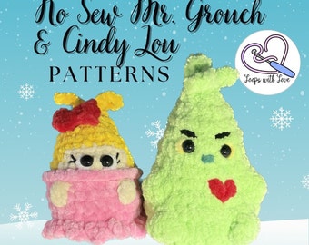 No Sew Chunky Mr. Grouch & Cindy Crochet Pattern Bundle