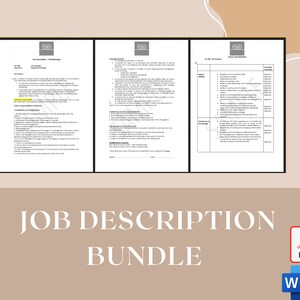 Puede incluir: Un paquete de descripciones de trabajo para un puesto de gerente de ventas minoristas. El paquete incluye una descripción del trabajo, una especificación de la persona y una matriz de habilidades. El documento está formateado en un estilo profesional con un logotipo de la empresa en la parte superior.
