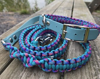 Paracord and Biothane Dog Collar – Durable, Handmade Outdoor Collar – Adjustable Sizes -