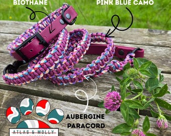 Paracord and Biothane Dog Collar – Durable, Handmade Outdoor Collar – Adjustable Sizes -