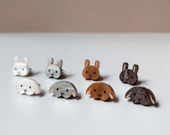 Bunny face stud earrings // shimmery acrylic with titanium posts