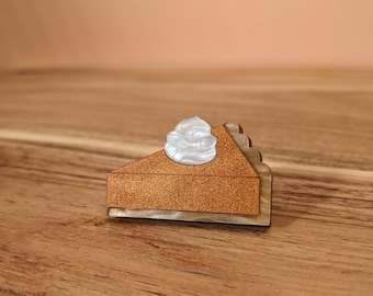 Pumpkin pie pin brooch // shimmer + pearl acrylic