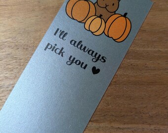 Bunny pumpkin patch bookmark // shimmer finish