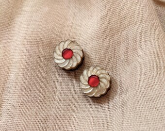 Spritz cookie stud earrings // pearl acrylic with titanium posts