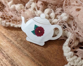Teapot brooch // shimmer acrylic