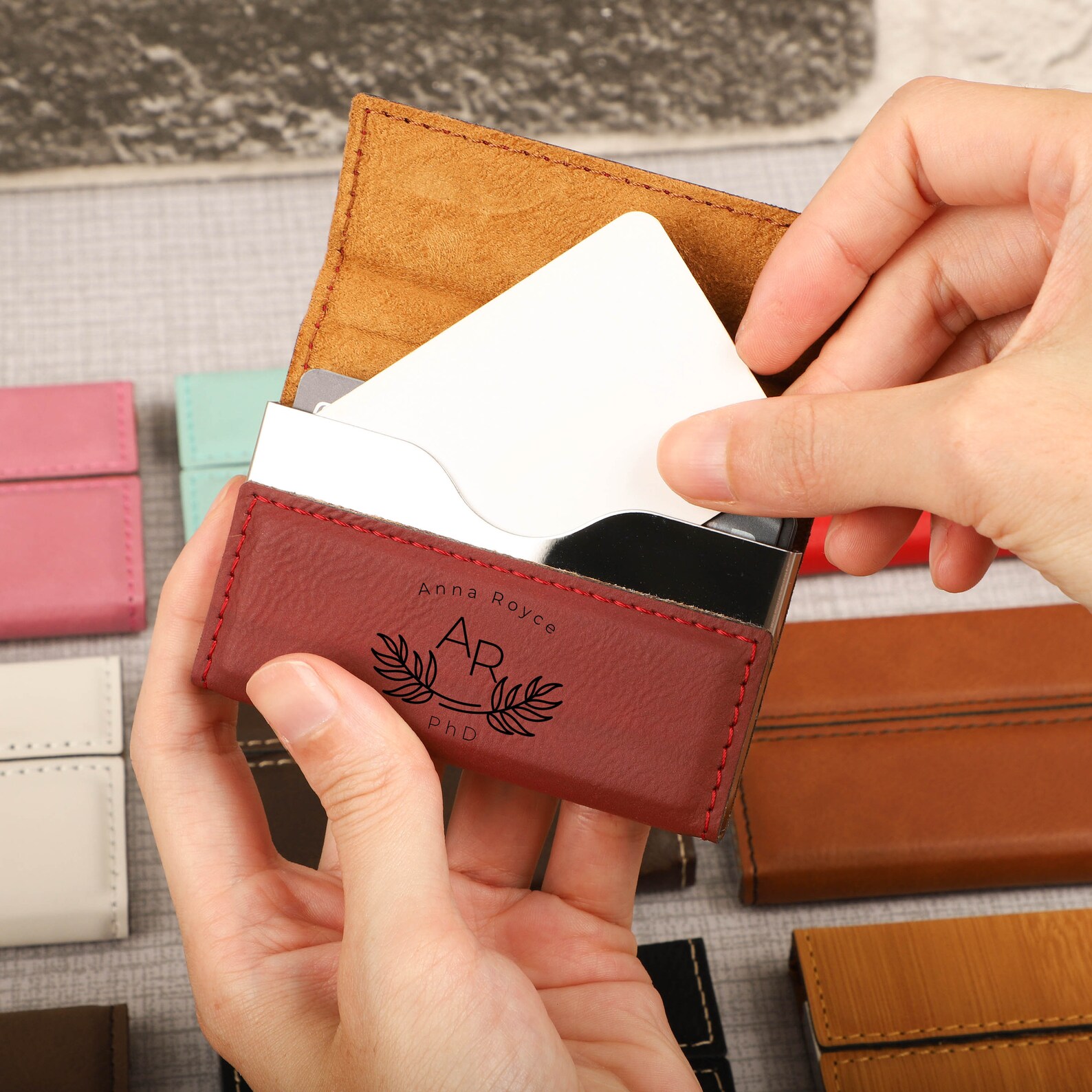 Personalized Business Card Holder, Custom Business Card Holder