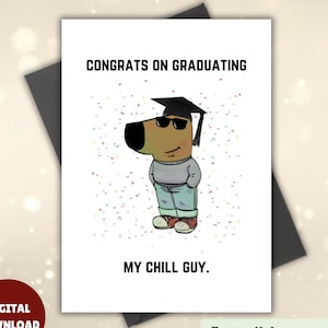 Carte de remise des diplômes Chill Guy, carte de graduation meme drôle, carte de graduation personnalisée pour lui, cadeau de remise des diplômes pour petit ami, téléchargement numérique imprimable