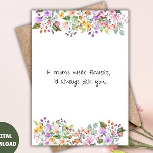 Floral Mom Anerkennungskarte, druckbare glückliche Mutter Tageskarte, süße Muttertagskarte, Geburtstagskarte für Mama, einzigartige Muttertagskarte