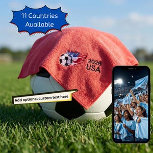 Embroidered USA UMNT Soccer Football Rally Sweat Towel for 2026 FIFA World Cup Fan Gift for Stadium Event or Watch Party