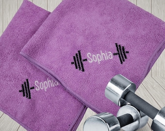 Personalized Gym Towel Shammy Gift Idea | Custom Fitness Microfiber Embroidered with Name | Sweat Wicking Cloth or Gym Bag Accessory