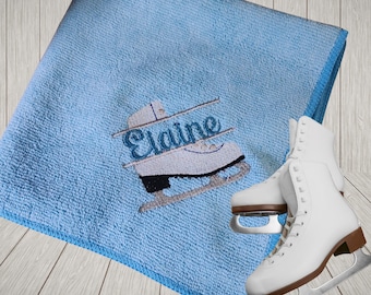 Custom Ice Skating Towel | Personalized Microfiber Skating Towel with Name | Skating Gift for Him or Her | Figure Skating & Speed Skates