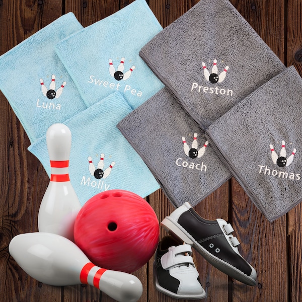 Custom Embroidered Bowling Towel for Father's Day. Personalized Gift for Dad from Soft, Absorbent Microfiber Cloth.