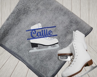 Custom Ice Skating Towel | Personalized Microfiber Skating Towel with Name | Skating Gift for Him or Her | Figure Skating & Speed Skates