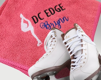 Custom Embroidered Microfiber Ice Skating Towel, Drying Blades. Perfect for Speed or Figure Skater. Soft, Fast Drying & Absorbent!