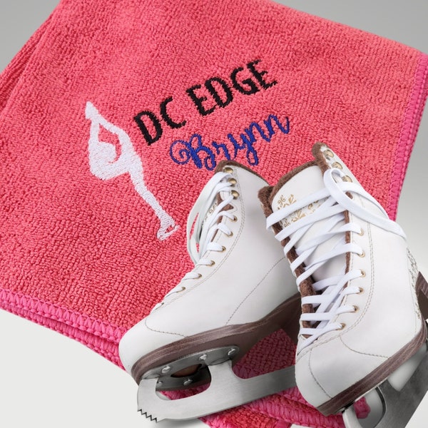 Custom Embroidered Microfiber Ice Skating Towel, Drying Blades. Perfect for Speed or Figure Skater. Soft, Fast Drying & Absorbent!