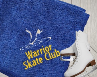 Custom Ice Skating Towel | Personalized Microfiber Skate Drying Cloth w/ Name | Skating Gift for Him or Her | Figure Skating & Speed Skating