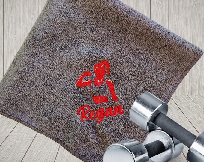 Featured listing image: Personalized Gym Towel Shammy Gift Idea | Custom Fitness Microfiber Embroidered with Name | Sweat Wicking Cloth or Gym Bag Accessory