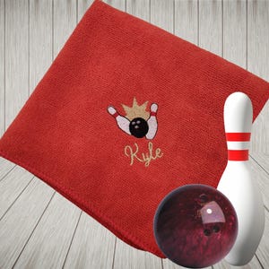 Personalisiertes Handtuch für Papa | Vatertag Bowling Geschenk | Personalisiertes Mikrofasertuch mit Name | Bowling Geschenk für Ihn