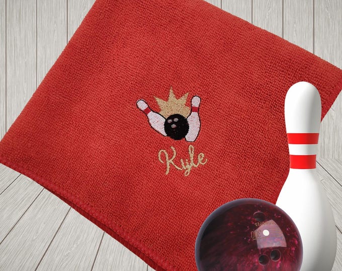Featured listing image: Custom Bowling Towel for Dad | Father's Day Bowling Gift | Personalized Microfiber Cloth with Name | Bowling Gift for Him