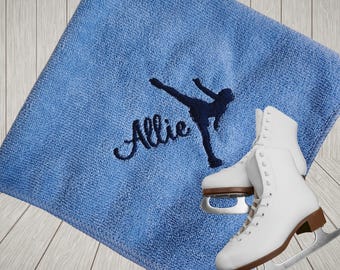 Custom Ice Skating Towel | Personalized Microfiber Skating Towel with Name | Skating Gift for Him or Her | Figure Skating & Speed Skates