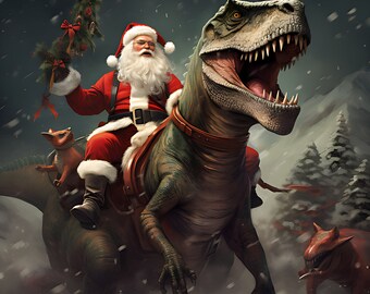 PRINTABLE INSTANT Download Art, Christmas, Holiday, Christmas Art, Holiday Art Christmas Decor Holiday Decor Christmas Dinosaur Dinosaurs