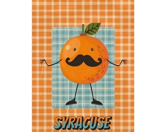 Ready To Frame Poster, Art Print, Matte Poster Home Decor Frameable Art, Gifts For Farmers, Retro, Syracuse Art, Syracuse NY, Vintage Orange