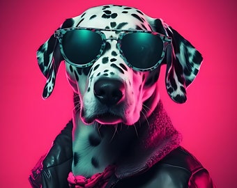 PRINTABLE INSTANT Download Art, Dog Art, Dogs In Art, Dalmation, Punk Dog, Punk Art, Pink, Pink Art, Dogs In Art, Neon Dog, Punk Dalmation
