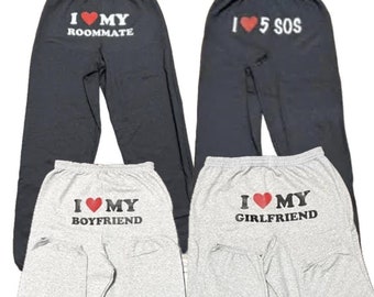 Custom 'I Love My' Sweatpants, Unisex Joggers, Couples Gift jogger sweatpants, medium weight Hanes bulky joggers