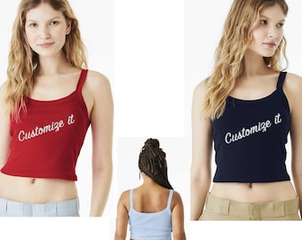 Custom Women&#39;s Micro Rib Spaghetti Strap Tank,customize your women strap tank,Custom women I love tant, Custom I love strap tank,custom tank