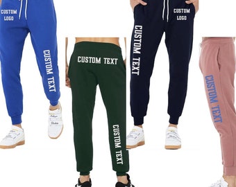 Custom Bella Canvas Sweatpants, Personalized Team Logo Joggers,custom unisex fleece pants,custom men women close bottom logo wedding sweats