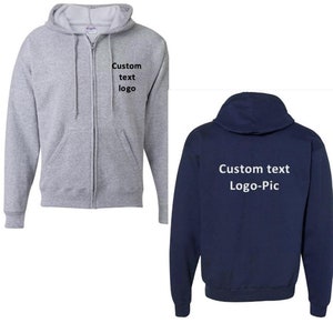 Custom Unisex Logo Zip Up Hoodie, Personalized Text team Design zip up hoodie
