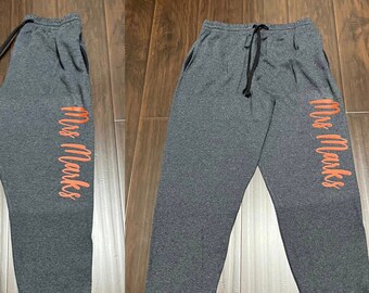 Custom bride Sweatpants with pockets-Jerzees, personalize your sweatpants, custom wedding school team sweatpants, custom work out sweatpants