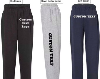 Custom Unisex Fleece Sweatpants, Personalized Open Bottom Joggers, Custom wedding team bride college party sweatpants