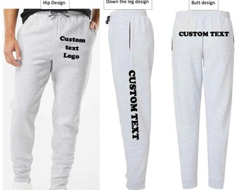 Custom Unisex Jogger Sweatpants, Personalized Text logo close bottom fleece pants, custom men women jogger pants