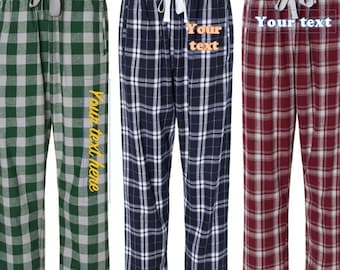 Custom women Flannel Jogger Pajama Pants, Personalized Graduation PJs, custom college party PJs, custom women flannel party PJs
