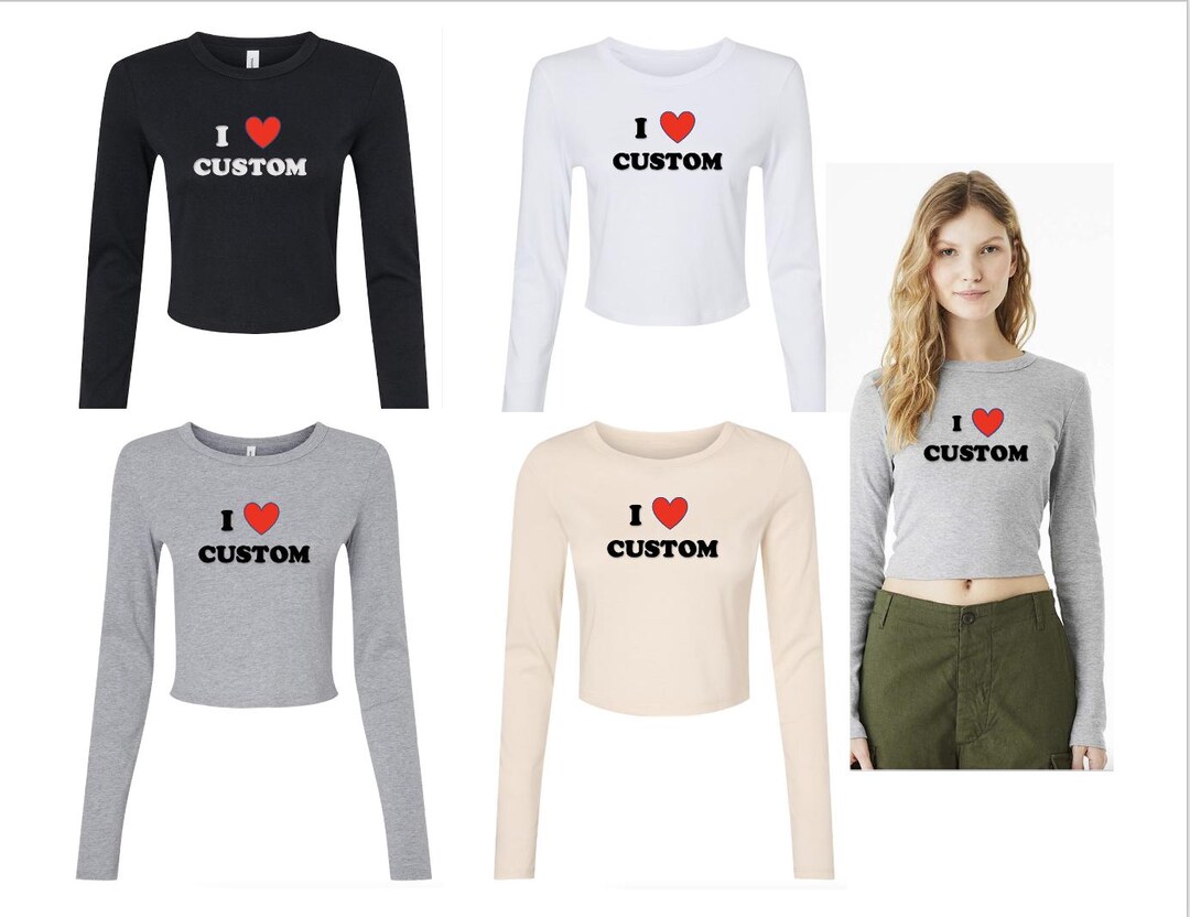 Custom Women's Long Sleeve Crop Top, Women Micro Rib Baby Long Sleeve ...